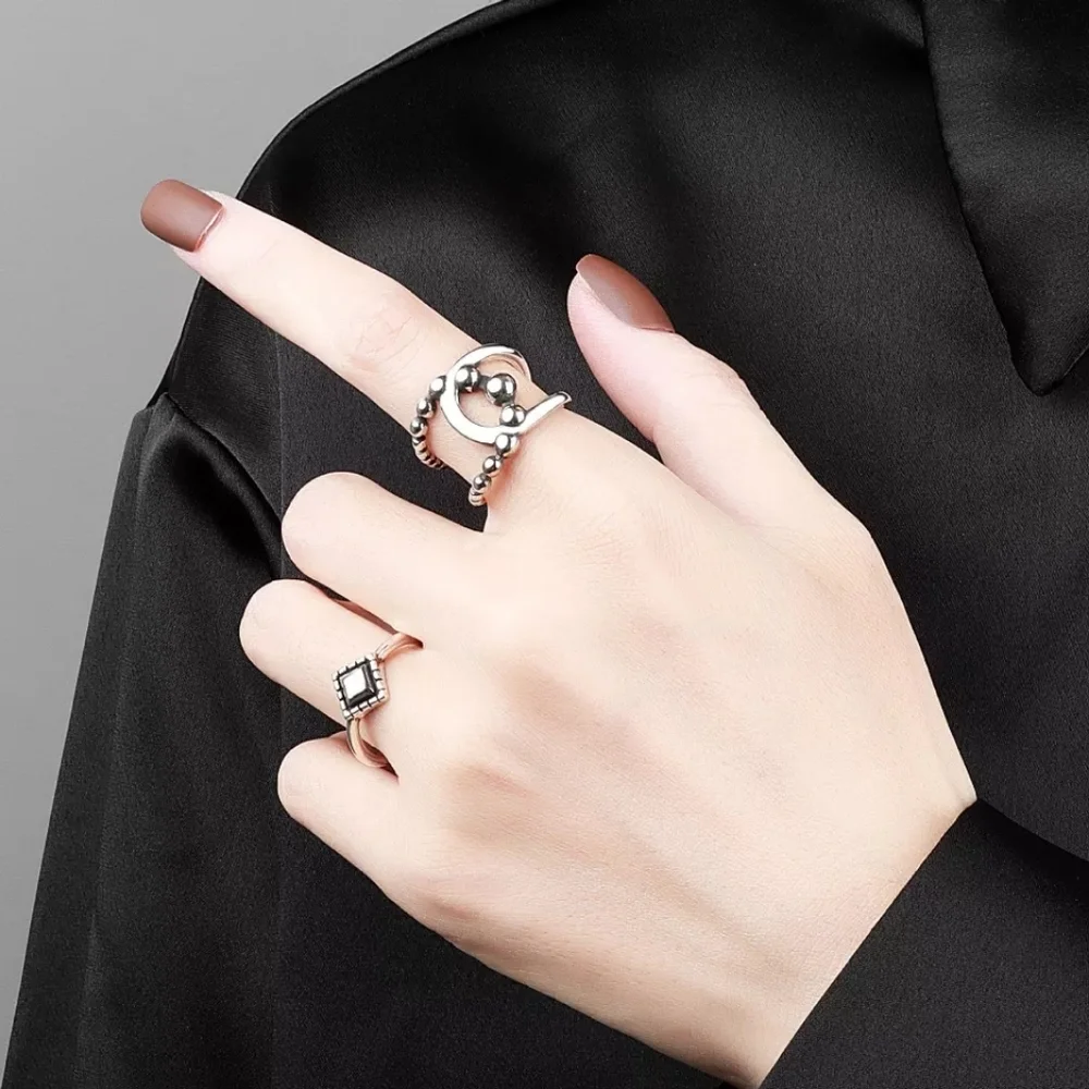 NEW 925 Sterling Silver Diamond‎ Shape Adjustable Band Ring